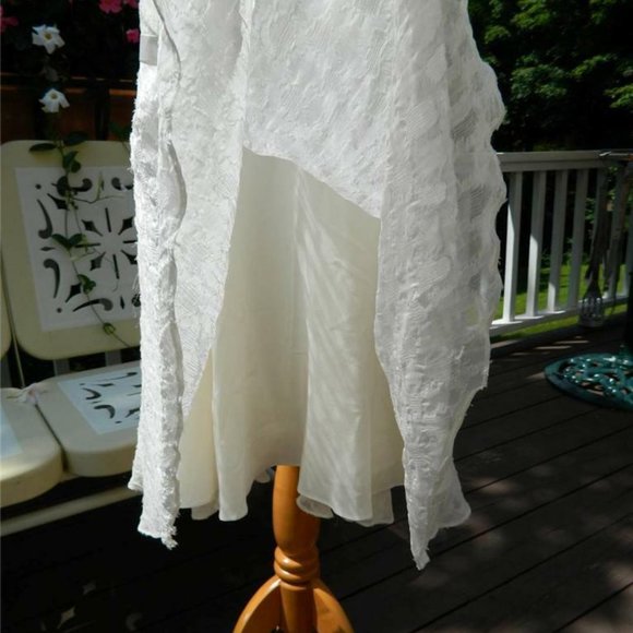 Zac Posen Textured Ivory Silk Chiffon Knee Length Cocktail Halter Dress, Size 2 - Picture 10 of 12